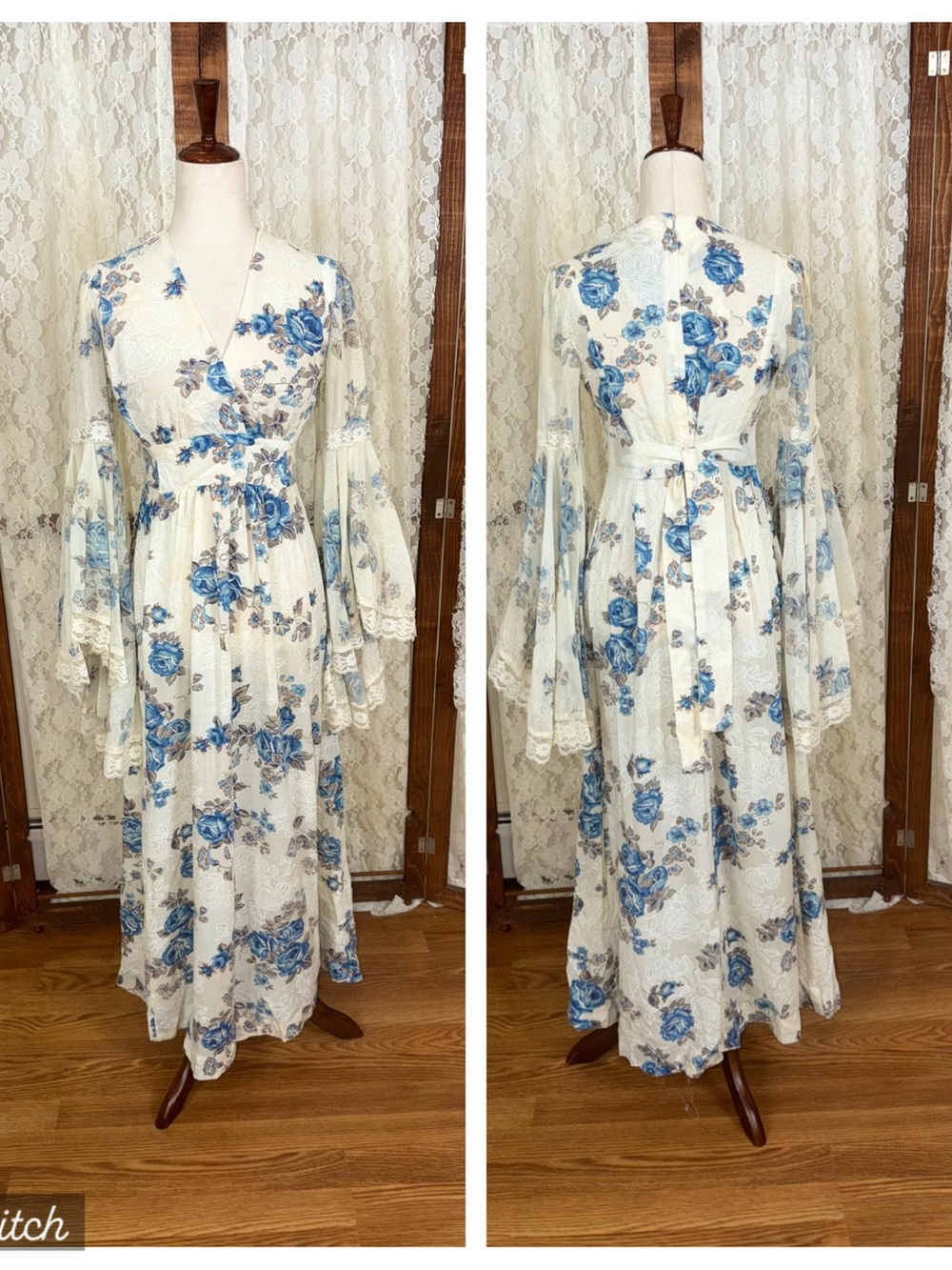 Fabulous Vintage 1970s Amy Deb Floral Boho Maxi Dress
